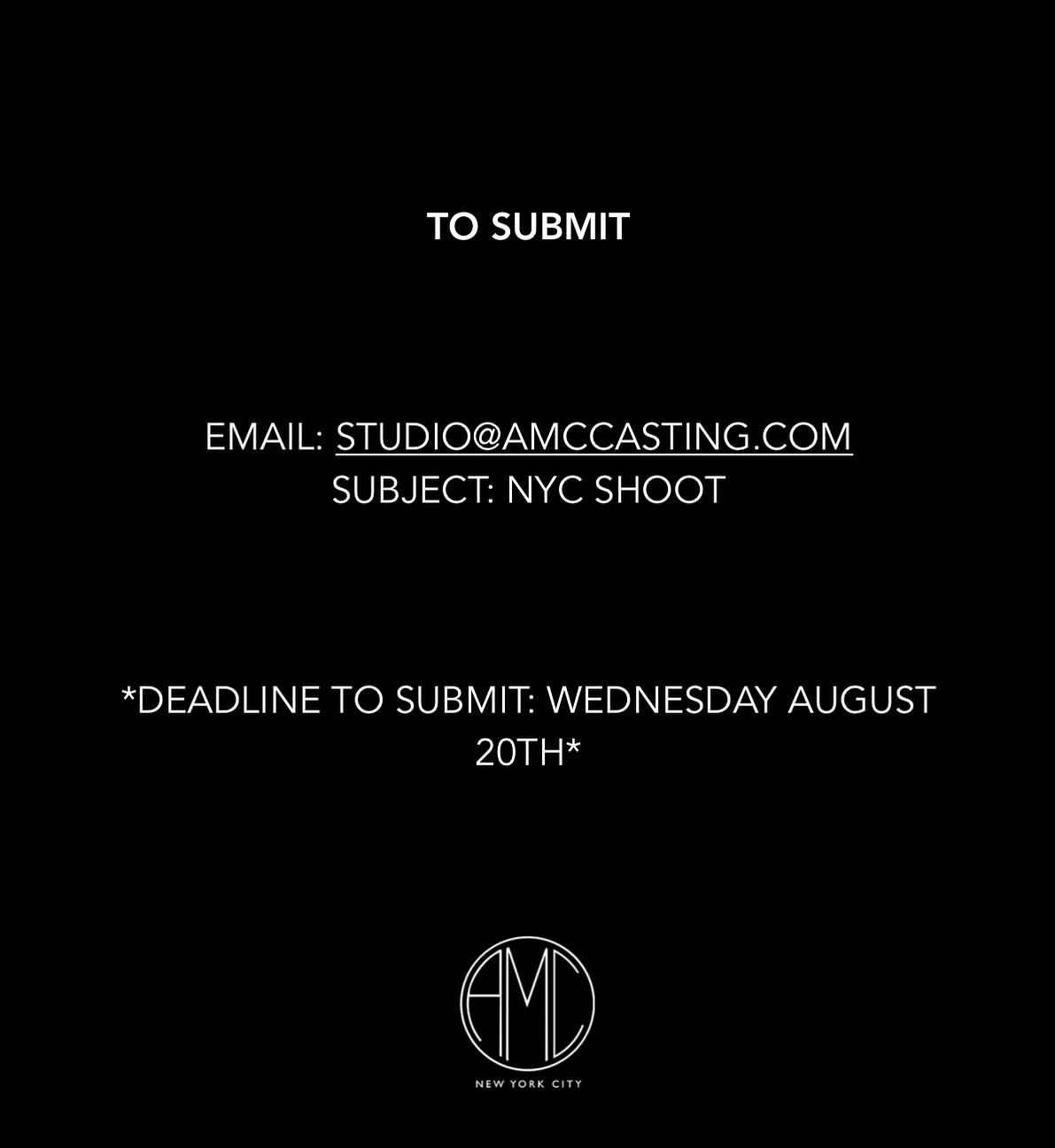NYC CASTING CALL !!

#castingcall #amccasting #nyccastingcall