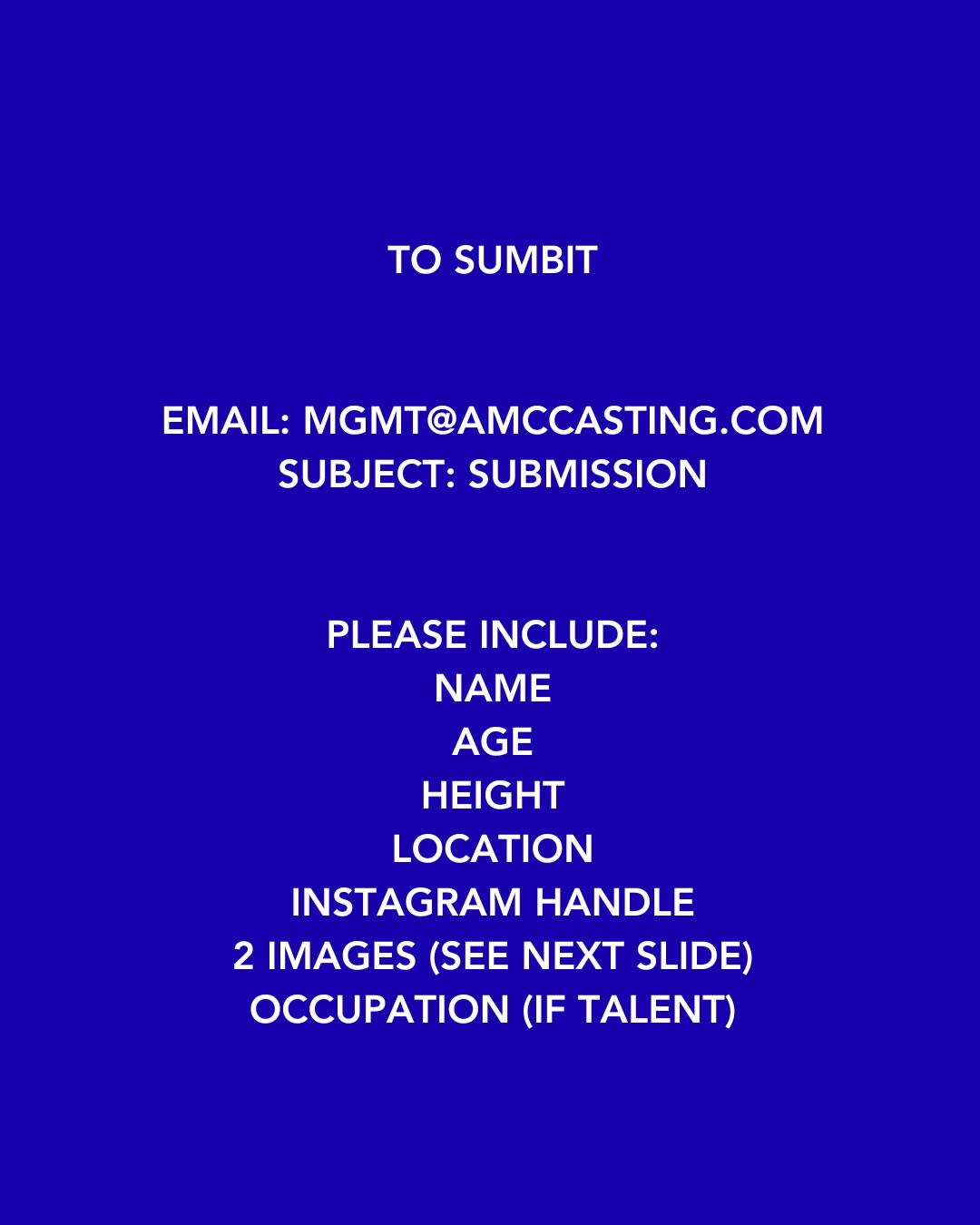 WE’RE SCOUTING NEW + ESTABLISHED MODELS

NOW OPEN TO WORLDWIDE TALENT AS WELL

SWIPE FOR DETAILS 

MGMT@AMCCASTING.COM

#amcmgmt #motheragency