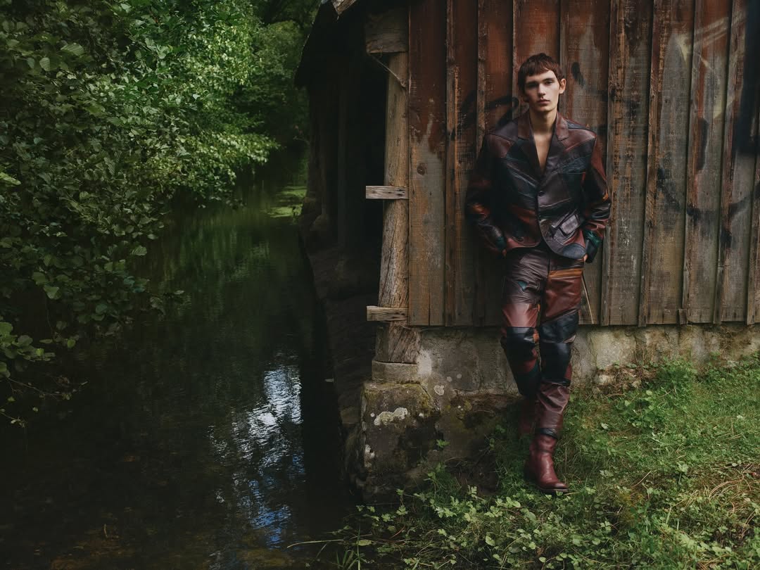 Model Noah Bates in Prada for SSAW AW25, photograp...