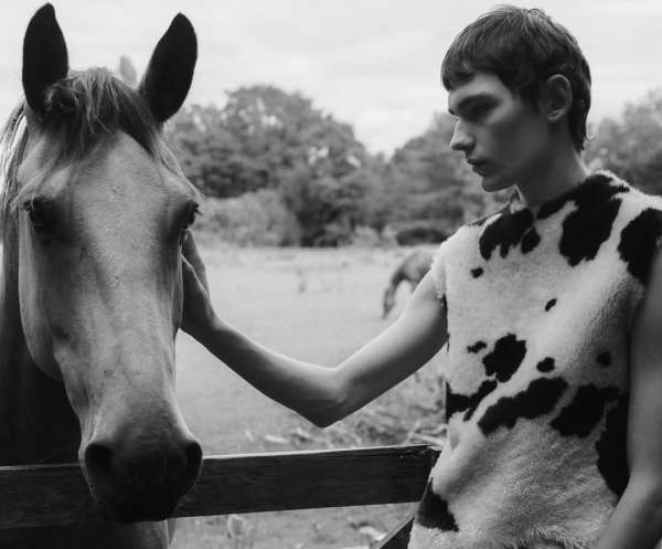 Model Noah Bates in Prada for SSAW AW25, ph...