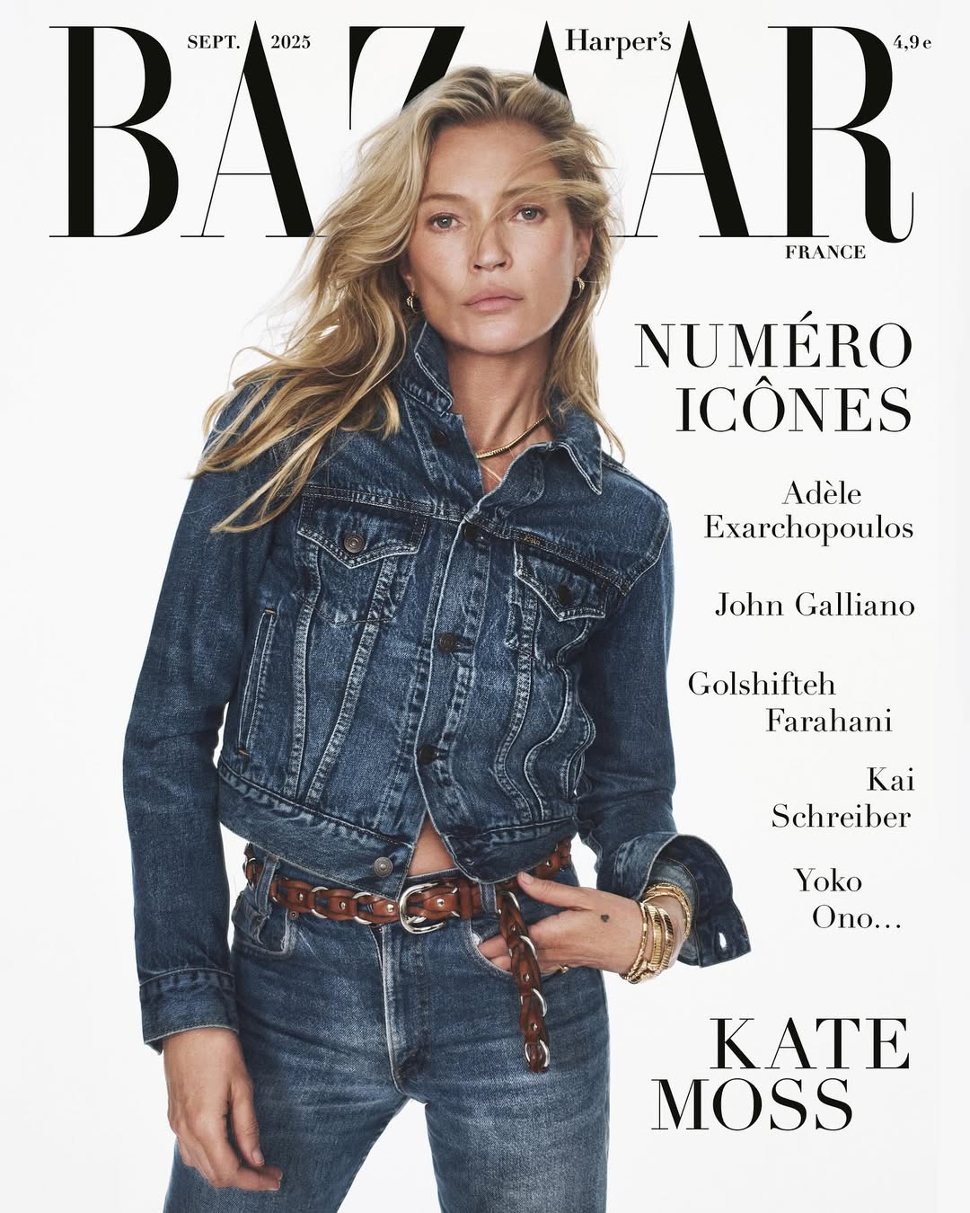 David Sims X Kate Moss for Harper’s Bazaar France Aug. 25
