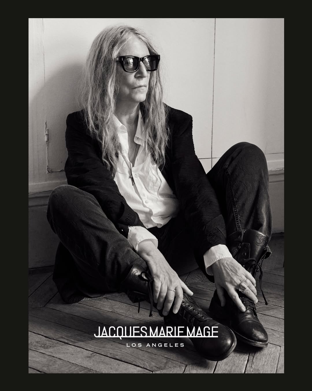 Icon @thisispattismith photographed by @ethanjamesgreen for the @jacquesmariemage campaign with retouching by us @dtouchcreative