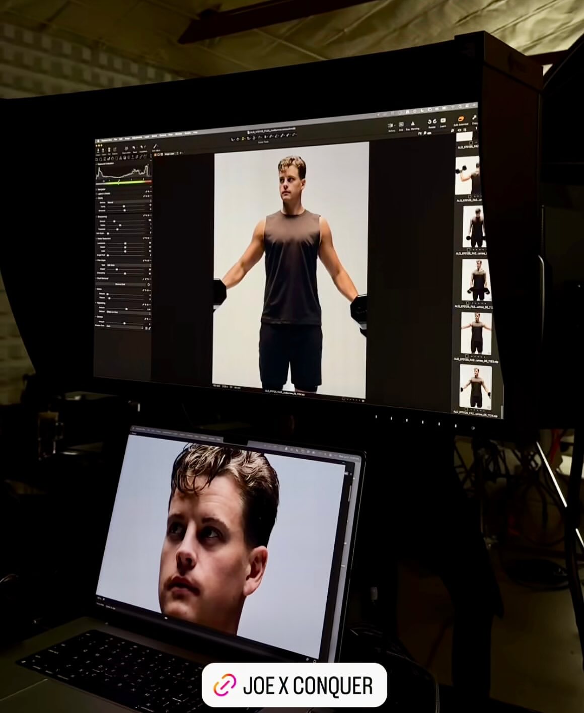 @alomen x @joeyb_9 new conquer Campaign shot entirely on @flashbx.studio OpenBx stage. #aloyoga #joeburrow #studio - schedule a visit to see all our stages - 🏈 🏈 👕