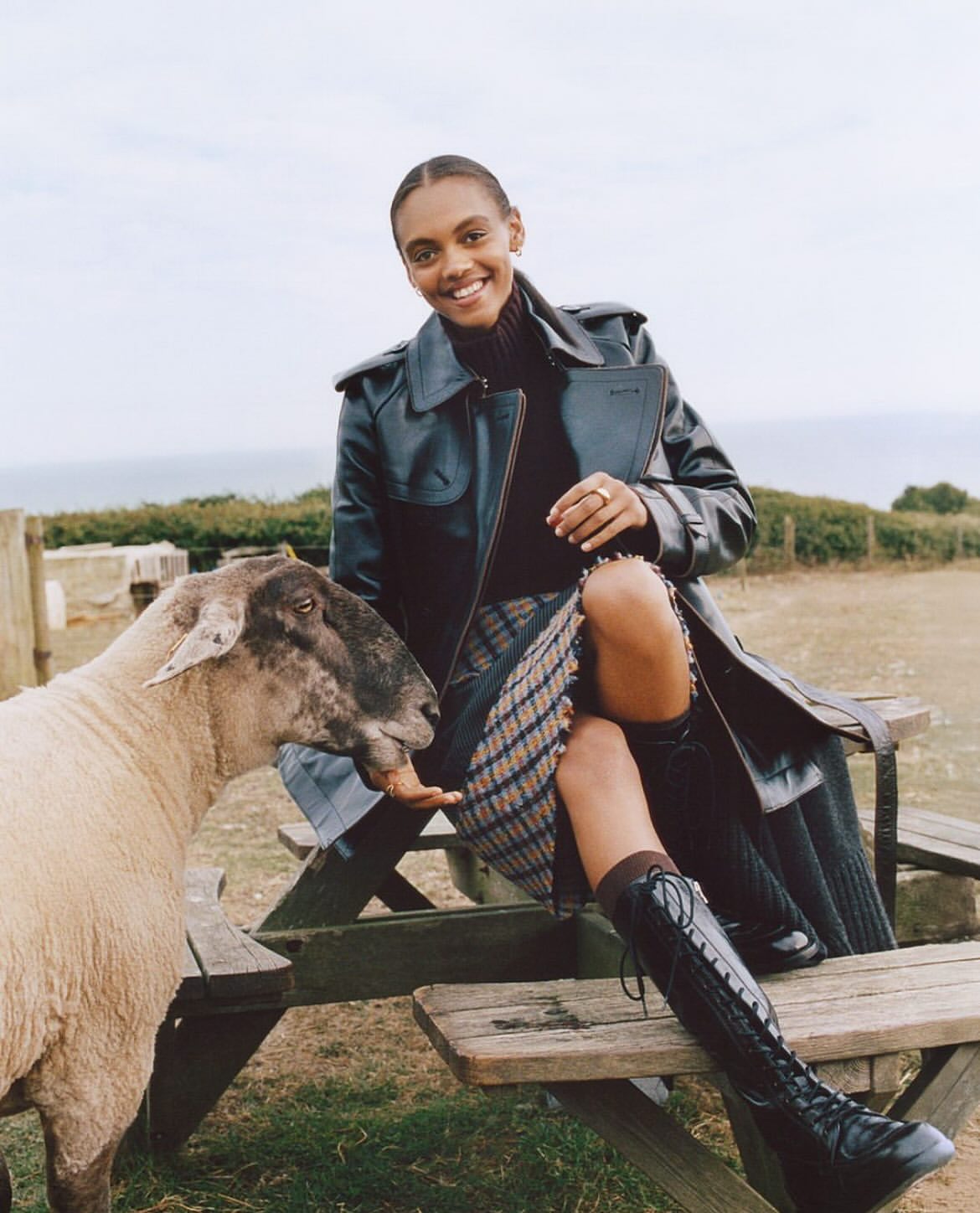 @bebe.parnell photographed by @tobycoulson @britishvogue October Issue 2025. 
Styling @carolinaugustin
MU @curquhartmua
Hair @yuminakadadingle
Casting @janay_bailey 
Production @lockstudios