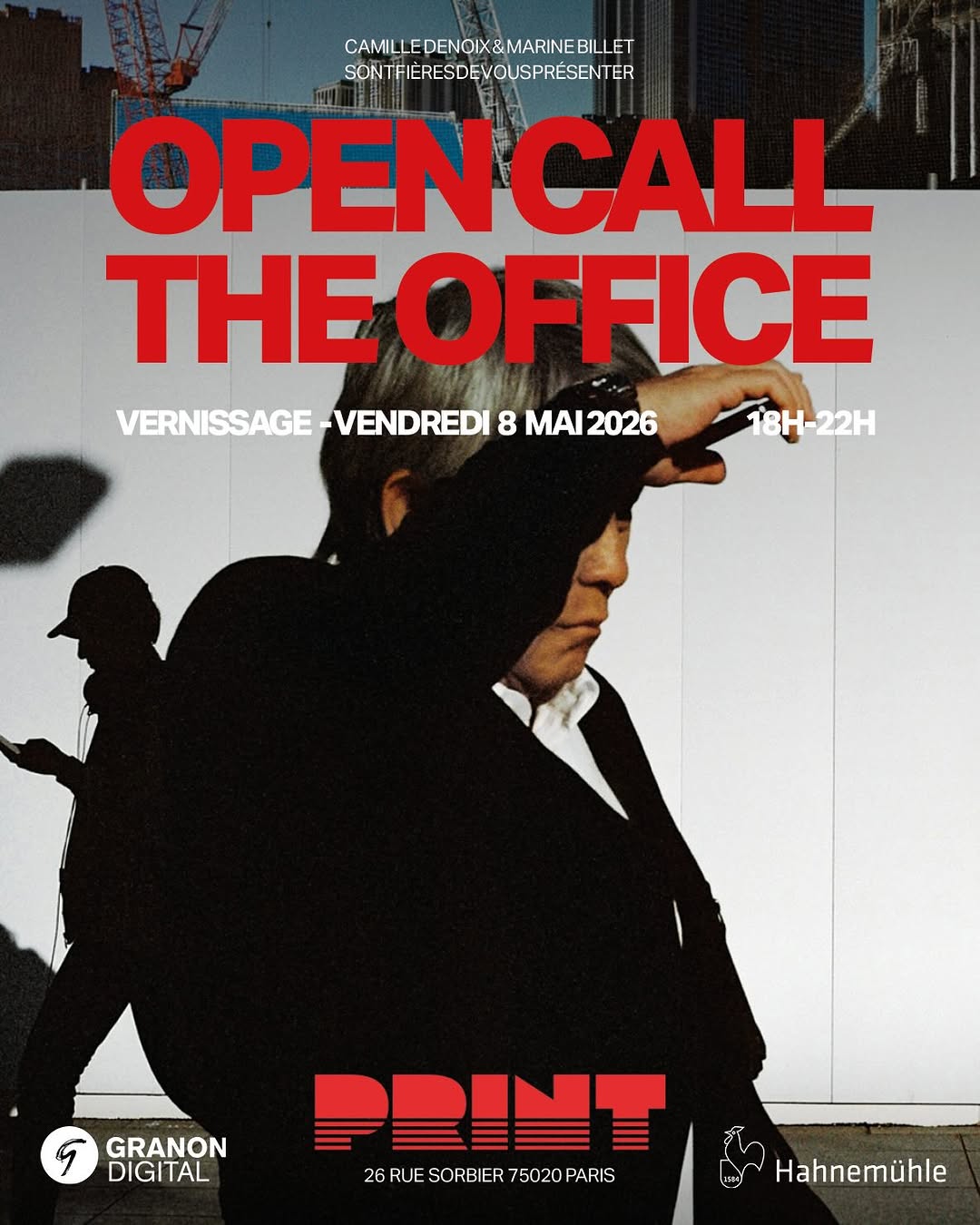 OPEN CALL. THE OFFICE

PRINT est heureux de présenter les lauréat·es de ce premier open call :
Stanislas Wolff
Angèle Marignac Serra
Gilberto Güiza Rojas
Matthieu Nicol

Quatre écritures, autour de la thématique THE OFFICE. 
Quatre manières de regarder le travail autrement, dans ses marges, ses ruptures, ses moments de relâche ou de bascule.

Un grand merci à notre jury 
@granondigital 
@delpireandco 
@lsd_lab 
@isabellemoisycobti 

Et un immense bravo à nos lauréat·es
@gilbertgr 
@matthieu_nicol
@angele.m.serra
@stanislas__w

Sans oublier nos curatrices de talent @camille.of et @marine_billet ❤️
—
RDV au 2 ème étage pour découvrir leur interpréation 
Vernissage - Vendredi 8 mai
18h — 22h // PRINT, 26 rue Sorbier, Paris 20