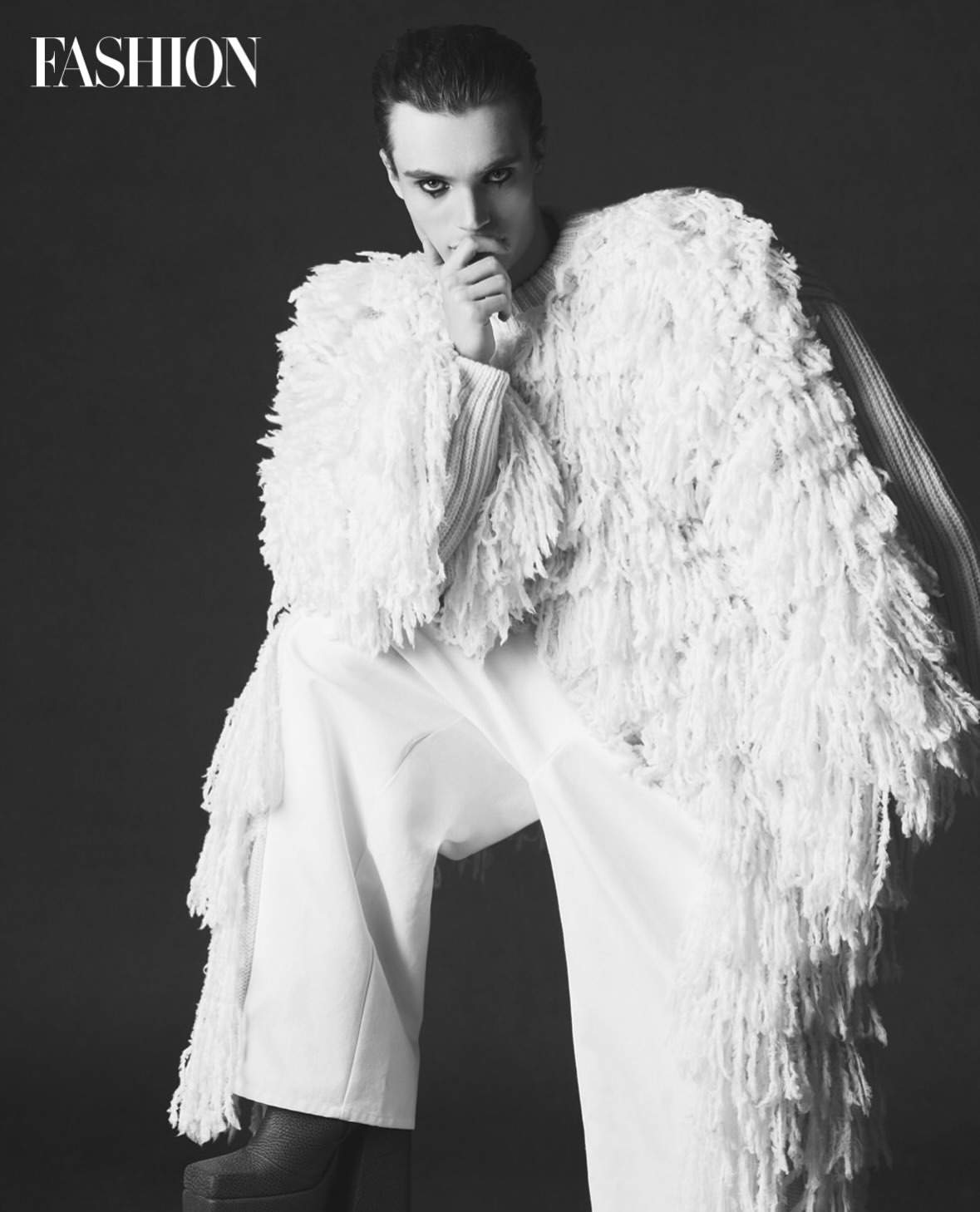 Here is a glamourous option without any dashes or hyphens:

•••
#repost

@fashioncanada Menswear steps into a new era this season. A monochromatic vision transforms into something bold sculptural and almost surreal. A study in shape movement and pure style.

Photographer @natashagerschon
Publisher @deidremarinelli
Creative director @georgeantono1
Editor in Chief Liz Guber
Stylist @ashleygalang
Makeup @beautyroom6 for @p1magency
Hair @ryanlmcgovern for @p1magency
Fashion assistant @chhataguptaa
Fashion intern @elektra.loves.kesha
Models @aaronhearn04 for @sutherlandmodel @mel_yanga for @wantmanagement