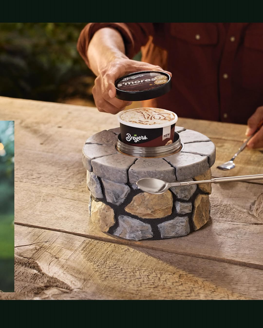 Sharing some Breyers by the freezerpit 🏕️ Shot by @emilyhlavacgreen