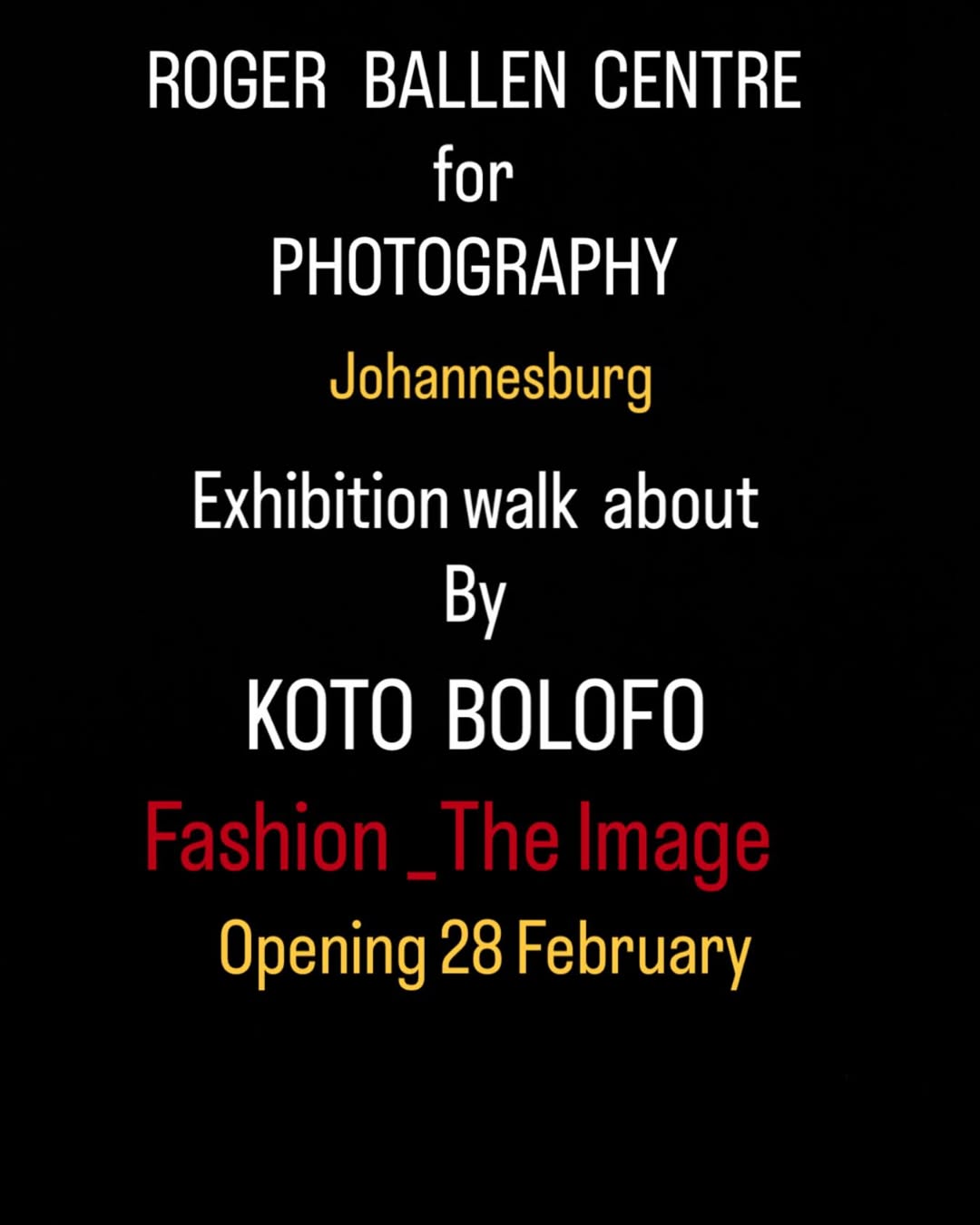 Koto Bolofo X Roger Ballen Centre for Photography Feb. 26