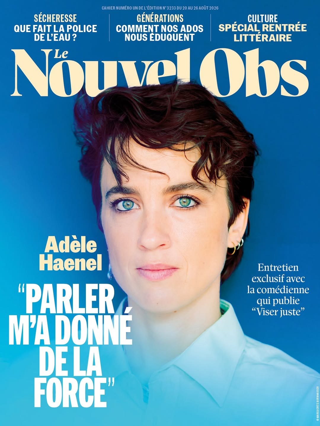 Marguerite Bornhauser X Adèle Haenel for Le Nouvel Obs Aug. 26