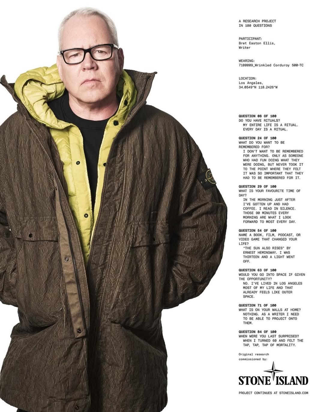 Brett Easton Ellis photographed by David Sims for Stone Island

@ferdinandoverderi 
@maxpearmain 
@davidsimsofficial 
@stoneisland 
@hansulrichobrist 
@midlandagency