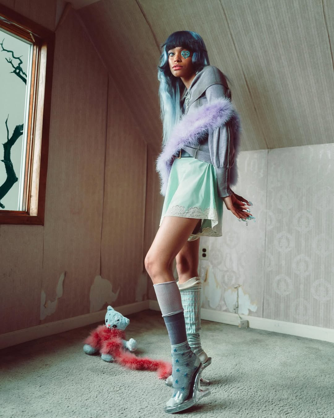 Meet Alaska, Etta & Charity in Silverfish by @annikawhite and @yuri.nosho

“Silverfish is a collaborative video and photo project between NY-based director/photographer Annika White and London-based fashion stylist Yuri Nosho. The project explores futuristic and current realities within the world we live in through a dystopian, surreal, nostalgic and girlhood-filled lens.

The video follows an interview with three girls trapped inside a house in Queens, New York in the aftermath of a catastrophic meteor strike. We begin with Alaska, a 19 year old angelic gamer girl, followed by Etta and Charity, two 21 year old best friends, lovers and ultra cute doppelgangers. Together, the project explores themes of technological advancements, nepo babies, girlhood, identity and the uncertain future that many youths face today.”

CREDITS:
Starring: @sipastak124 , @alexissundman , & @trenaelb
Director of Photography: @carlmichaelknight
Hair Stylist & Wig Artist: @dylansilv
Makeup Artist: @rio_kinoshita_01
Nail Artist: @tacobani
Set Designer: @landisloveslace
Vintage & Props: @breathoftheearthvtg
Gaffer: @jaeseey
Production Sound Mixer: @seamusdf
Location: @nycfilmlocations
Tape Processing: @sandywillbeoncooley
Production: @clamstudios
Production Assistant: @cowboyontheweb
Edit & Color: @annikawhite & @carlmichaelknight
Post Sound & Original Music: @eius.echo
Special thanks: @space_magic & @nycfilmlocations