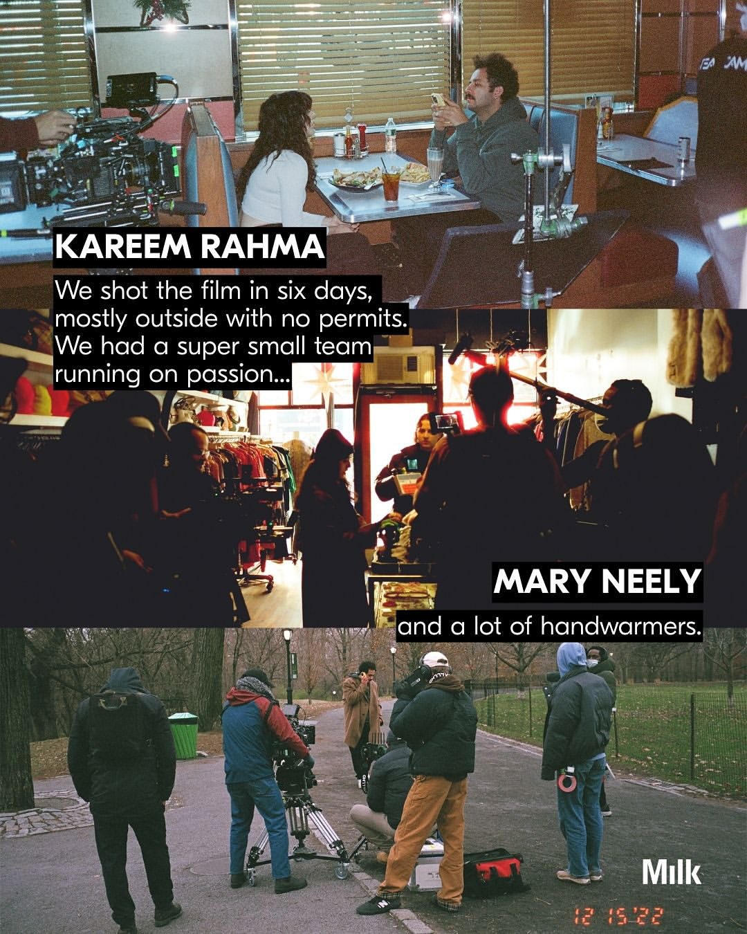 “OR SOMETHING”, a film by @maryconnorneely and @kareem

Before @subwaytakes ever hit the feed, Mary Neely and Kareem Rahma were already writing their own New York story. What began as a DM turned into a year of meetups, long talks, debates, and moments that eventually became a script.

@orsomething.mp4 , co-written by and starring Neely and Rahma, was shot guerrilla-style across New York in just 6 days on what they call an “insanely low budget.” The pair shared with Milk exclusive notes, texts, and scratch pages from the early process that shaped the film’s foundation.

A fleeting connection between two strangers navigating the city and each other, a full-fledged indie triumph born from conversation.

Or Something is available to rent or buy on Vimeo and Fandango, expanding to other platforms and streaming services soon.

Credits:
Also Starring @bswardell @zz_nyc 
Directed by @jeffreyschroederfanpage 
Produced by @maryconnorneely @kareem @jeffreyschroederfanpage @drodblackwell @sophiaherx
Edited by @peteohs
Cinematography by @jeffleedscohn
Production Design by @isshegarcia
Wardrobe Styling by @impressiveluke
Color Correction by @breezus_christ
Sound Mix by @deansamuelwhite
Sound Effects by @nikolayantonov_
Original Score by @ian_sweeeeet
Casting by @ruby.mccollister
Distributed by @factory_25