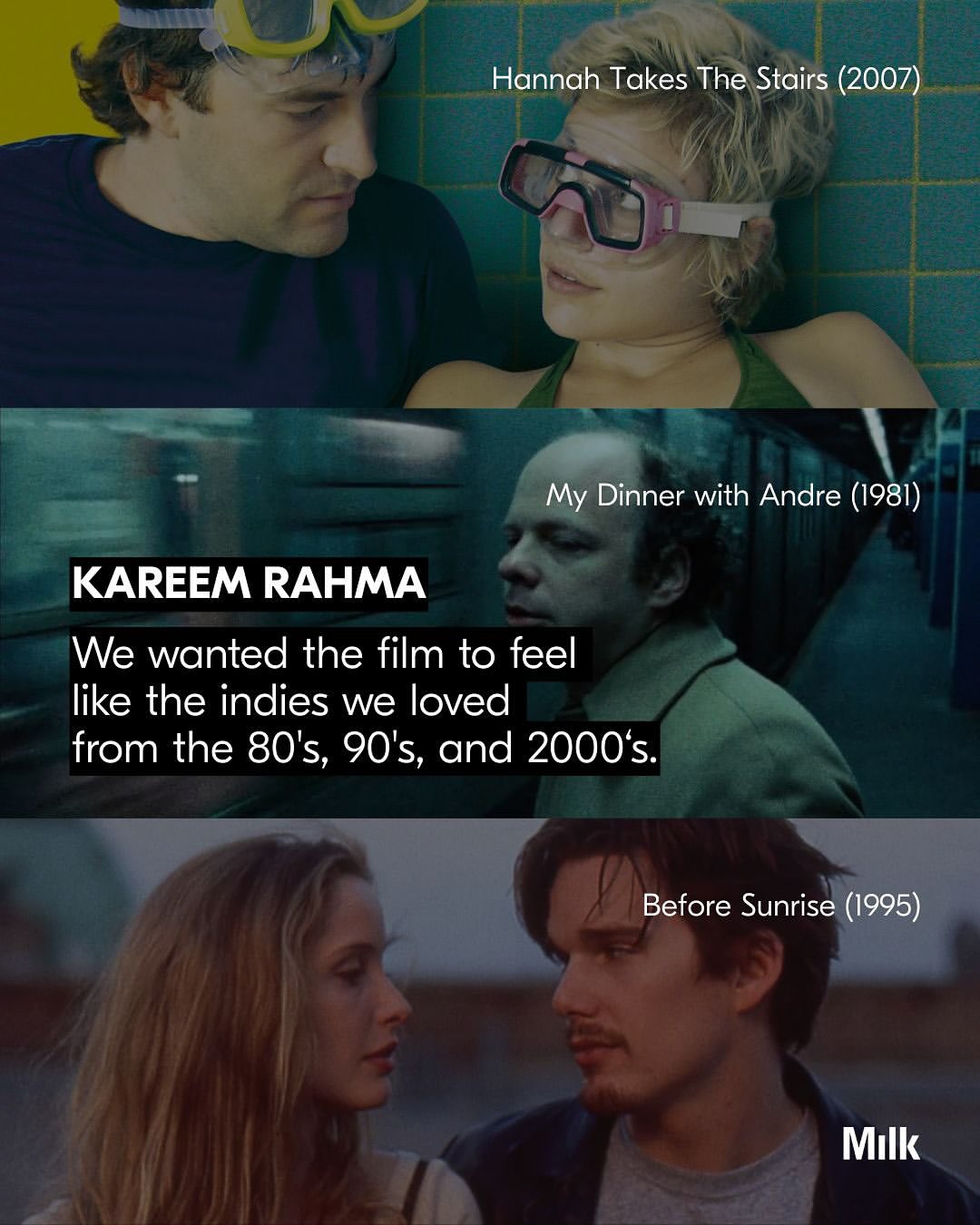 “OR SOMETHING”, a film by @maryconnorneely and @kareem

Before @subwaytakes ever hit the feed, Mary Neely and Kareem Rahma were already writing their own New York story. What began as a DM turned into a year of meetups, long talks, debates, and moments that eventually became a script.

@orsomething.mp4 , co-written by and starring Neely and Rahma, was shot guerrilla-style across New York in just 6 days on what they call an “insanely low budget.” The pair shared with Milk exclusive notes, texts, and scratch pages from the early process that shaped the film’s foundation.

A fleeting connection between two strangers navigating the city and each other, a full-fledged indie triumph born from conversation.

Or Something is available to rent or buy on Vimeo and Fandango, expanding to other platforms and streaming services soon.

Credits:
Also Starring @bswardell @zz_nyc 
Directed by @jeffreyschroederfanpage 
Produced by @maryconnorneely @kareem @jeffreyschroederfanpage @drodblackwell @sophiaherx
Edited by @peteohs
Cinematography by @jeffleedscohn
Production Design by @isshegarcia
Wardrobe Styling by @impressiveluke
Color Correction by @breezus_christ
Sound Mix by @deansamuelwhite
Sound Effects by @nikolayantonov_
Original Score by @ian_sweeeeet
Casting by @ruby.mccollister
Distributed by @factory_25