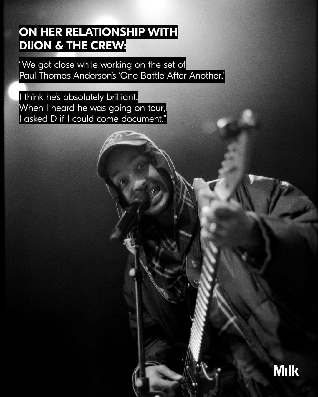 Artist Spotlight: From Pokémon Snap on a Nintendo 64 to the stuffed animals in her room to the local punk bands in Atlanta, Yana’s earliest instinct was always to stay close, pay attention, honor what’s in front of her. The unseen part of her process lives in the bonds she builds with her subjects long before the camera comes up.

That led her to @dijondijon_ 
After growing close from working together on ‘One Battle After Another,’ she asked to join him and crew on tour. New setlists, new arrangements, a unique energy each night, and the team’s constant experimentation give her permission to do the same.

Between ginger shots, failed nap attempts, and late nights on the bus, a family formed. Dice games, music spilling into early mornings, moments that don’t outwardly announce themselves. Yana catches them anyway.