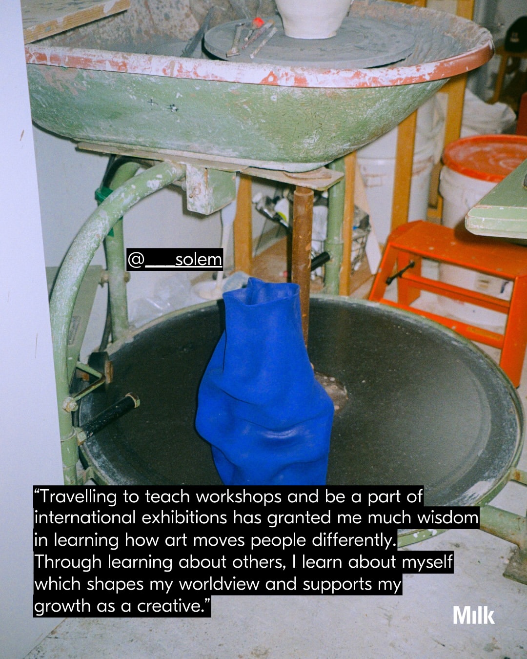 Artist Spotlight: Based in Toronto, Tamara “Solem” AI-Issa is a Syrian-Filipina sculptural artist who uses old ceramic traditions of SWANA and South Asia to revisit timelines and shape vessels that echo the rituals, architecture, and histories that impacted her.

Originally studying physiology, Solem found herself turning to the wheel unpremeditatedly. What began as apprenticeship in a small studio evolved into something more permanent: a practice rooted in intuition, demand, and rhythm.

For Tamara, growth is communal. Through her travels for collaborations with fellow artists and teaching, her reservoir of creativity is pooled and refilled. “Through learning about others, I learn about myself, which shapes my worldview and supports my growth as a creative,” she shares.