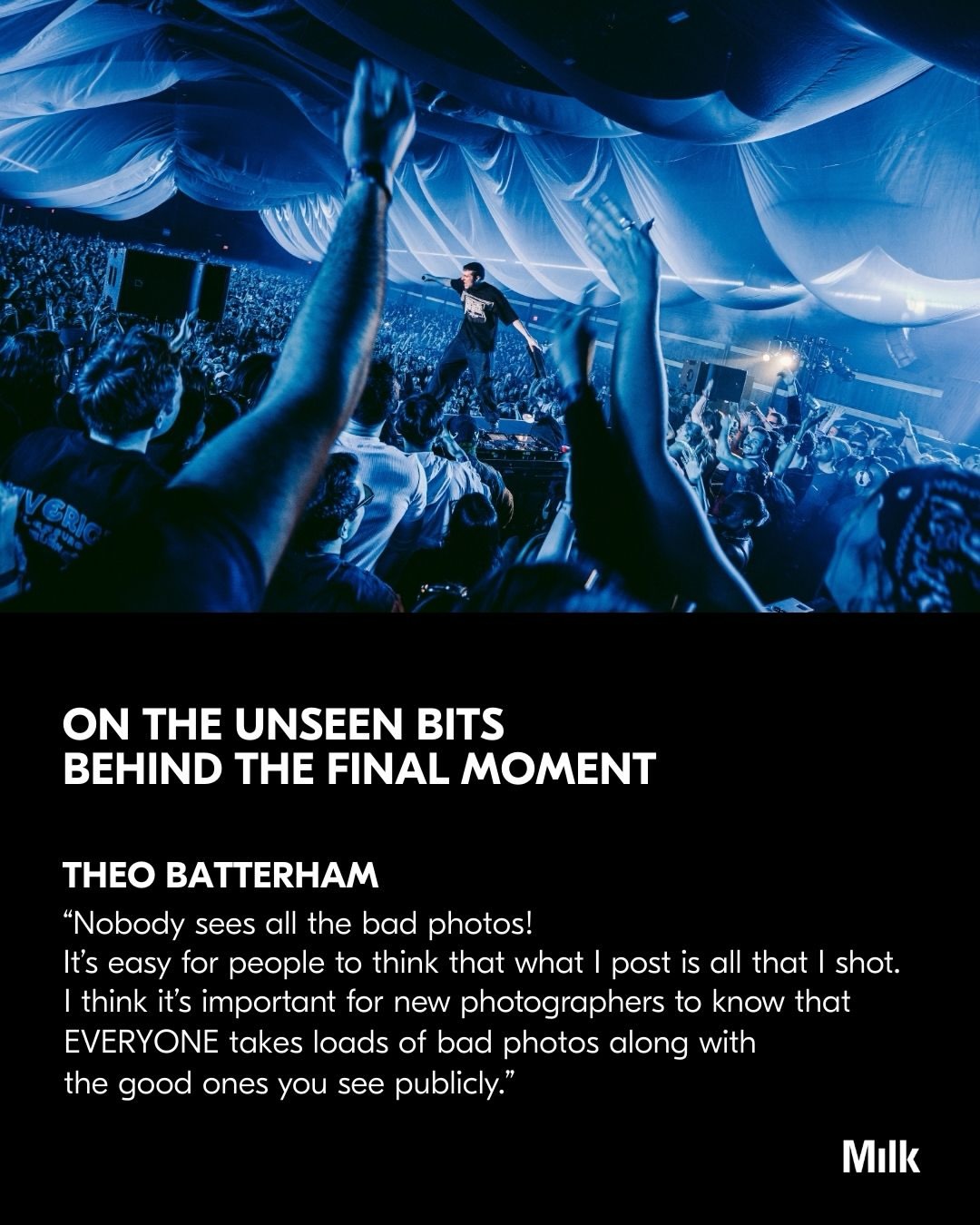 About Last Night: For six nights in January, @fredagainagainagainagainagain took over NYC for his
USB002 residency, transforming @eastendstudioslany ‘s warehouse into an interim of sound and
connection.

Behind the decks and deep in the crowd was @theobatterham, who’s been capturing Fred’s world for the past five years. Theo’s relationship with photography started early, when his older brother’s school project led them to build a makeshift darkroom in their home bathroom. A spark that’s since grown into a practice of chasing light in rooms filled wall to wall with crowds.

For Theo, it’s never been about the final image, but the free-floating emotions orbiting it.

“I’ve realised over time that the photos I love the most evoke real emotions. Hopefully that resonates with
people when they look at my work. Whether that’s the most joyful moment of a show, or the aftermath
when everyone is coming down from that high.”

Credits:
All images captured by @theobatterham