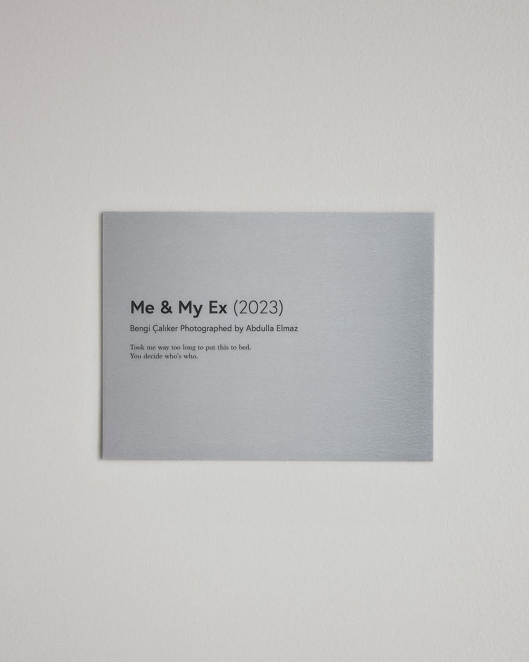Me & My Ex (2023), part of 13 Cents, marks Abdulla Elmaz’s (@abdullaelmaz) entry into the art world through a deeply personal body of work. Situated within a surreal visual language shaped by memory, grief, and identity, the series unfolds as an intimate yet confrontational space, where contradictions coexist and resist resolution. Through evolving motifs and symbolic portraiture, Elmaz explores emotional truth, fragmentation, and reclamation.

@bengicaliker Photographed by @abdullaelmaz 

“It took me way too long to put this to bed.
You decide who’s who.”

Credits:
Makeup @gianlucacasu.mua 
Hair @swapsmakeup 
Styling @iam_kunoichi 
Lighting @preetham.pereira_ 
Production @houseofeleveneleven