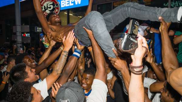 Different angles of celebratory scenes from...