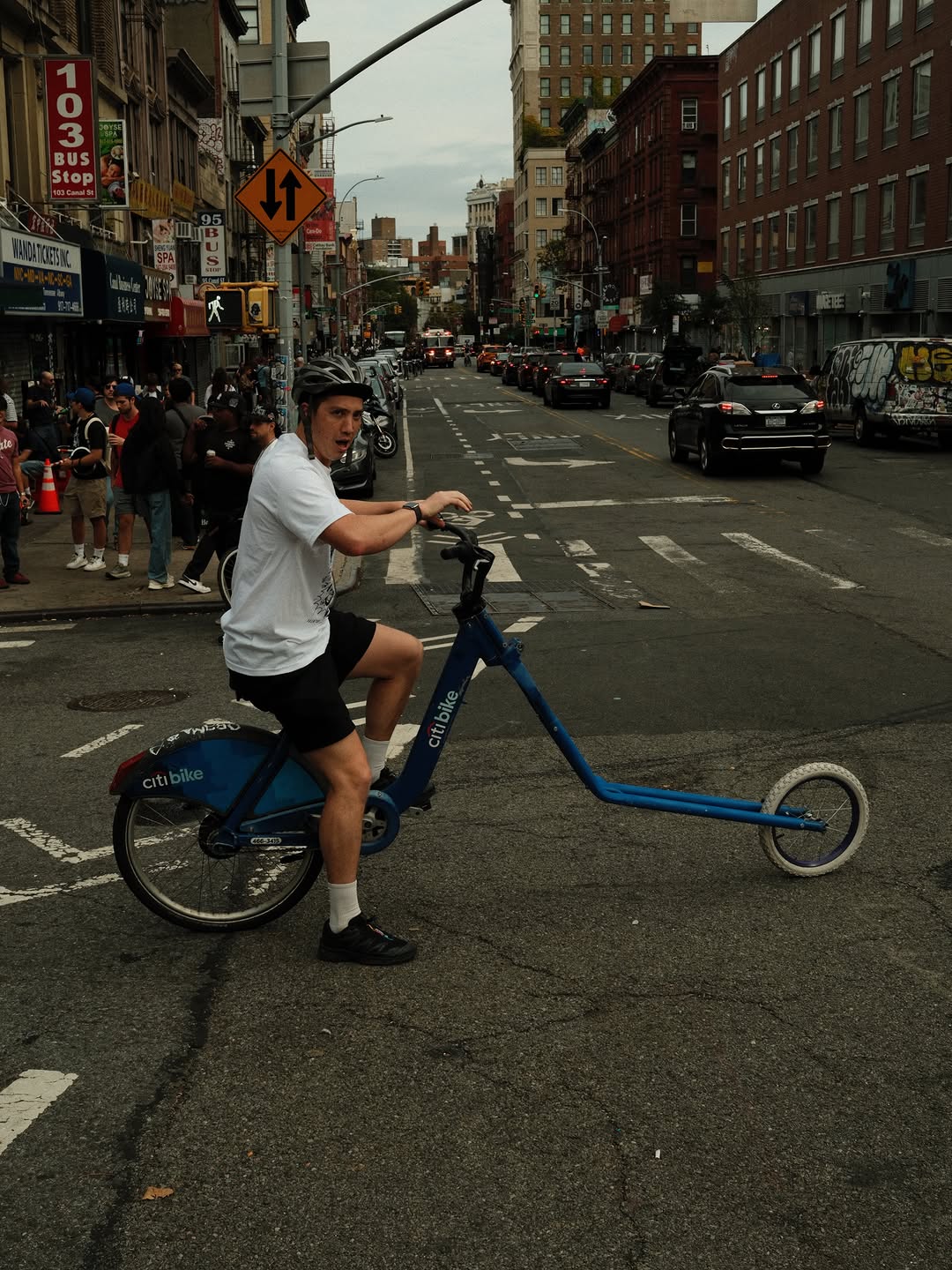 Scenes from @citybikeboys’ gloriously chaotic 4th annual Citi Bike Day, captured from above, below, and every angle in between.
This past Saturday, hundreds of New Yorkers took to the city’s iconic blue commuter bikes to race across the Williamsburg Bridge, clear some makeshift ramps, and hopefully claim the $1,500 prize. Part spectacle and part communal adrenaline rush, this event brought out a sense of camaraderie that can only come from watching a stranger risk a very public wipeout simply for the thrill of it.
Spearheaded by skater, designer, and musician @j3rom3, the day encapsulated the kind of wonderfully unruly, people-powered mayhem that makes the city feel so alive.
Photographs by:
Ian Bartlett (@thebartlett)
Kyle Young (@408kyle)
Rory Mulhere (@rorymulhere)
Ellie Keane (@ellieekeane)
Zach Buchner (@zachbnyc)