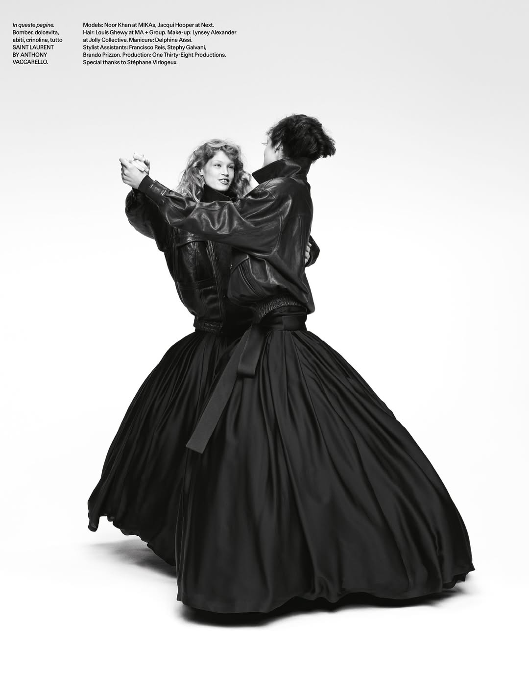 HARPER’S BAZAAR ITALIA - ISSUE 22 MAESTRIA PHOTOGRAPHED BY WILLY VANDERPERRE. 

CLIENT: Harper’s Bazaar Italia  @bazaaritalia 

CREATIVE FASHION DIRECTOR: Sissy Vian @sissy.vian

PHOTOGRAPHER: Willy Vanderperre @willyvanderperre 

TALENT: Noor Khan @darthnoor & Jacqui Hooper @jacquilouise__

STYLIST:  Olivier Rizzo @olivierizzo 

HAIRSTYLIST:  Louis Ghewy @louisghewy

MAKEUP ARTIST: Lynsey Alexander @lynseyalexander

MANICURIST: Delphine Aissi @dephineaissi 

CASTING DIRECTOR: Anita Bitton @bitton 

LOCATION: Paris, France 

PRODUCTION: One Thirty-Eight Productions 
@onethirtyeightproductions