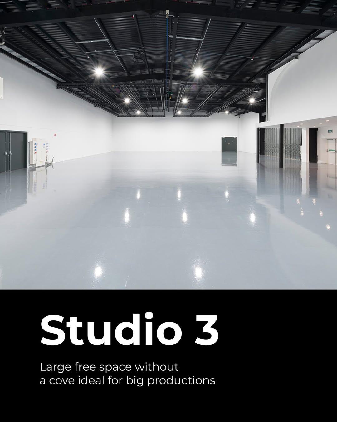 The improved Studio 3 has been re-designed without a cove creating the largest clear floor space area in the studios at 609m2.
By combining the old Studio 3 and 6 this new layout is ideal for larger productions with set builds and has drive in access from the rear carpark.
Studio 3 can also be booked with Studio 5 as it has a spacious communal area connecting the 2 studios, This space contains a fully serviced coffee bar providing barista level coffees and Speciality drinks.
 
Please contact us to book studio 3

#filmstudio #photostudio #london #studio #parkroyalstudios