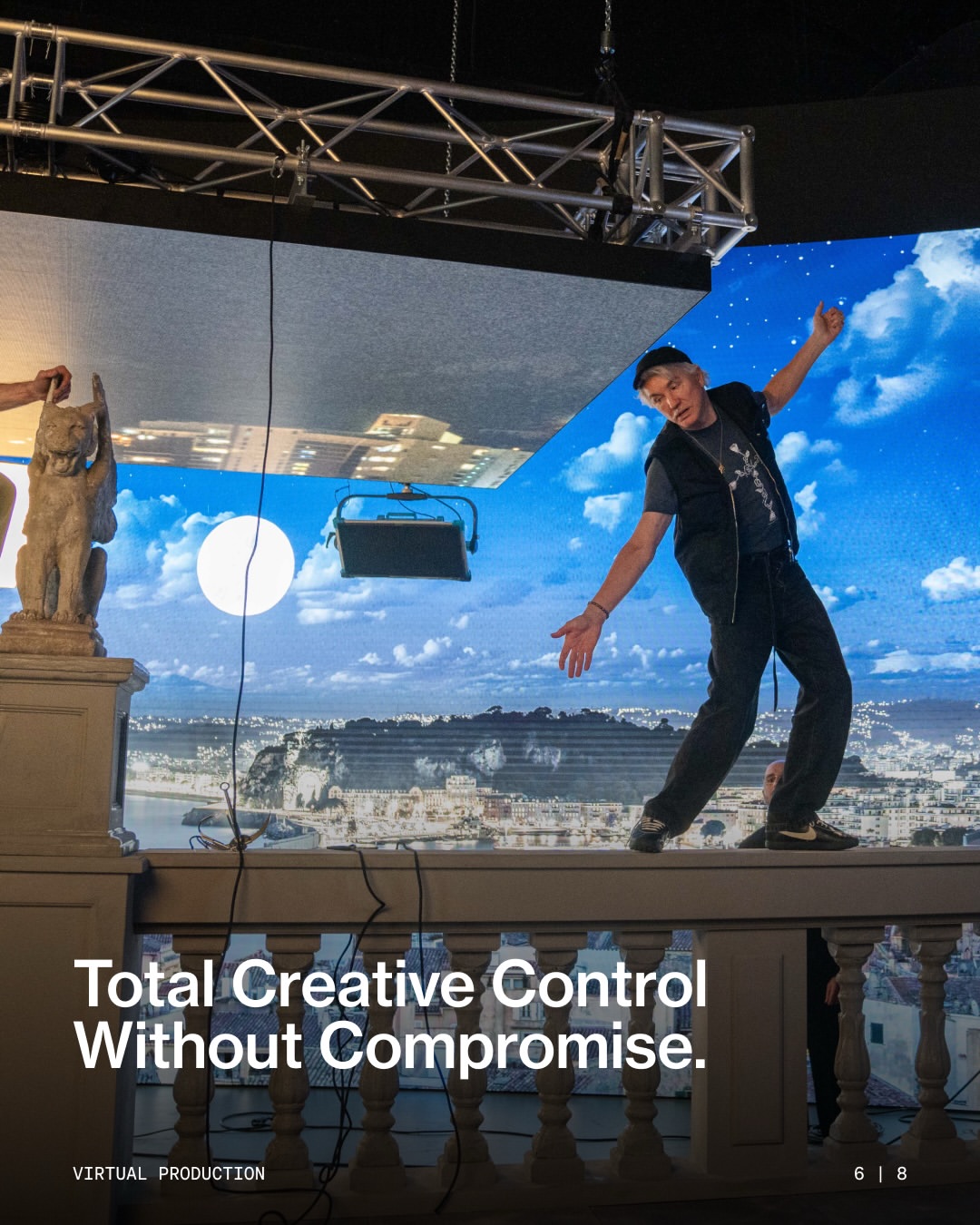We don’t green screen. We world build.
At PIER59 Studios, our LED Megawall — the largest in the Northeast — brings environments to life with 25 million pixels of pure potential. Paired with Unreal Engine, Disguise servers, and precision camera tracking, our virtual stages let productions go anywhere, anytime, without ever leaving Chelsea.
Full immersion. Total control. Future-proof workflows.