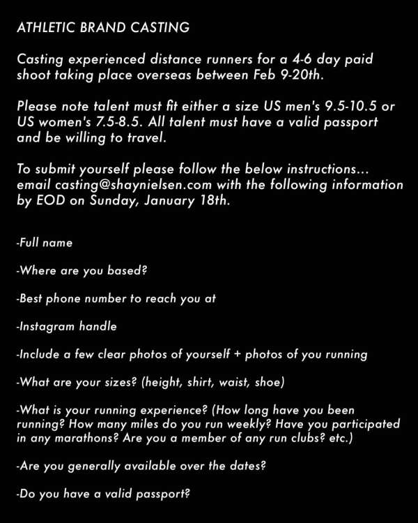 ATHLETIC BRAND CASTING! Casting experienced...