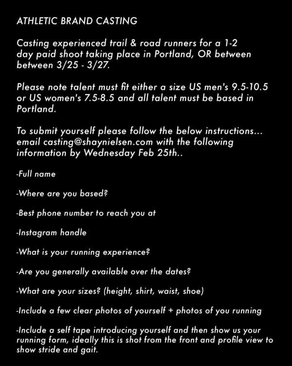 ATHLETIC BRAND CASTING! Casting experienced...