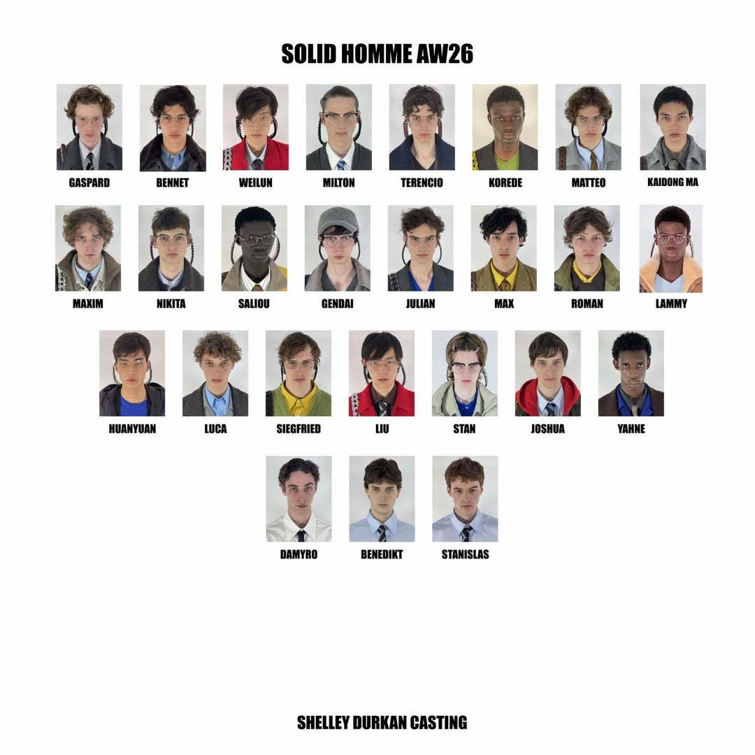 @solidhomme AW26 DUAL SHIFT
Styling: @reed_danny
Art Directing: @fosburyarchitecture
Casting: @shelleydurkancasting
Casting production: @simonericcomi @jamesmcoyne @alexisnegrin
Hair: @franziskapresche
Makeup: @minkimmakeup
Production: @withoutproduction
Music: @simonmparris