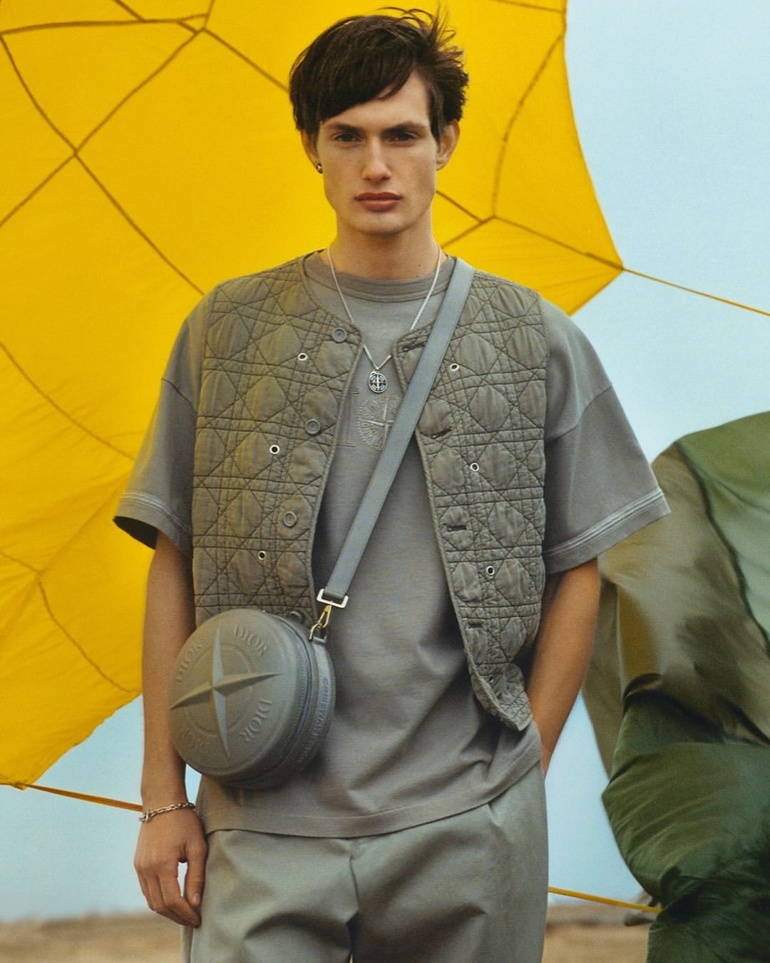 Théo de Gueltzl for Dior Magazine

Last summer, French photographer Théo de Gueltzl was invited to shoot for the 46th edition of Dior Magazine, capturing looks from the Dior Stone Island men’s capsule by Kim Jones amidst natural landscapes adorned with billowing parachute silks.
The collection blends the House’s haute couture heritage and tailoring traditions with Stone Island’s military-inspired functionality, showcased through a series of footwear, bags, and impeccably garment-dyed silhouettes unified by a unique harmony of color. It stands as a tribute to the shared passion for perfection in craftsmanship and design between Christian Dior and Stone Island founder Massimo Osti.
Born in 1993, Théo de Gueltzl is a French artist working across photography, drawing, and sculpture. His work explores the intricate relationships between the body and space. He divides his time between Arles and Paris.

Creative Direction @dior @kimjonesstudio @stoneisland
Photographer @theodegueltzl
Post House @sheriff.projects
#sheriffprojects