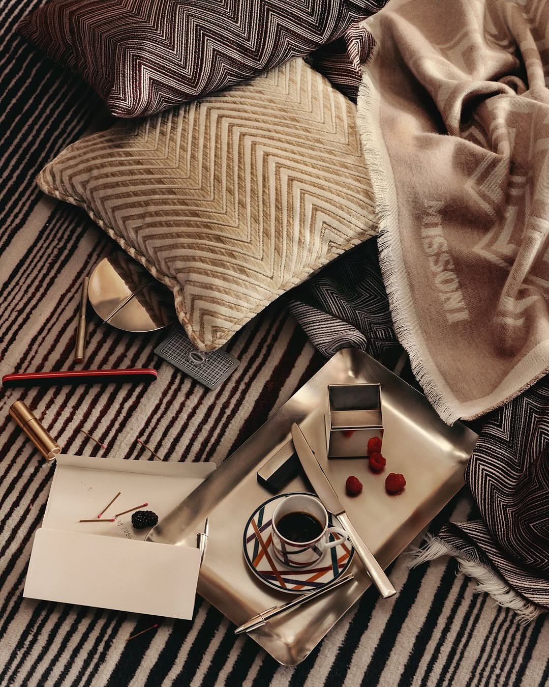Carla Rossi for Missoni

The latest Missoni Home collection is brought to life through the lens of rising photographer Carla Rossi, based in Paris and Milan.
A graduate of Brera Academy and ECAL, Rossi explores the intersection of the physical and digital, using creative image manipulation to blur the boundaries of reality.
Her work examines how technology and social media shape identity, desire, and perception, creating hybrid visuals that feel both fluid and dynamic.
In photographing Missoni’s iconic textiles, Rossi transforms interiors into living artworks, where color, pattern, and form are elevated by her visionary eye.
Rossi’s images challenge how we see and experience space, making each frame a poetic encounter between design and imagination.

Creative Direction @missoni @alberto_caliri
Art Direction @robpignataro
Photographer @carlarossi__
Make Up @carolina_antonini
Set Design @clementinadal_lago
Post House @sheriff.projects Italia 🇮🇹
#sheriffprojects
