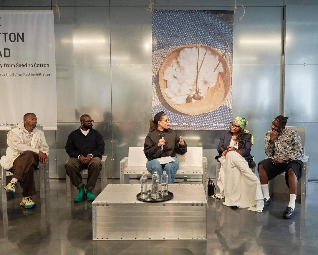 Spring Studios coordinated and produced The Cotton Road by @ethicalfashion at @10corsocomo during Milan Fashion Week. 
The immersive exhibition traced West African cotton from field to fabric to fashion, with scenography by @orlandofficialle and displays of seeds, natural dyes, textiles, bags and shoes. 
The panel Beyond the Runway: Building Global Pathways for African Creatives amplified designers, thinkers and industry leaders reimagining inclusive, sustainable systems in fashion. 
Ethical Fashion Initiative is a program of the International Trade Centre that connects artisans in developing countries to global fashion value chains, prioritising fair pay, capacity building and sustainable production.