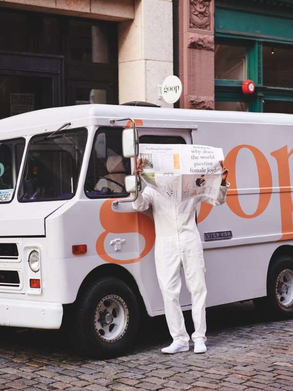 Custom @goop truck distributing milk, cooki...