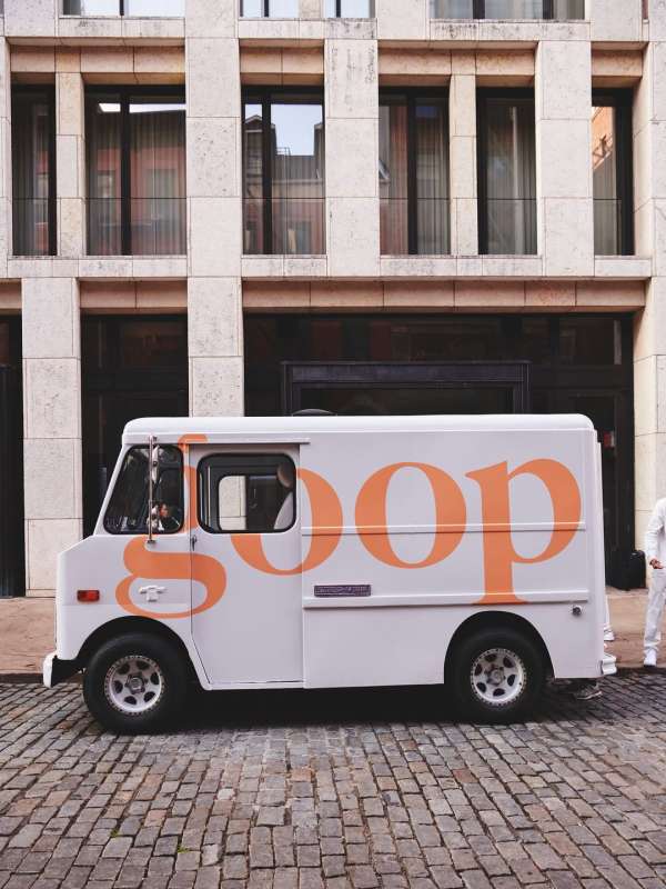 Custom @goop truck distributing milk, cooki...