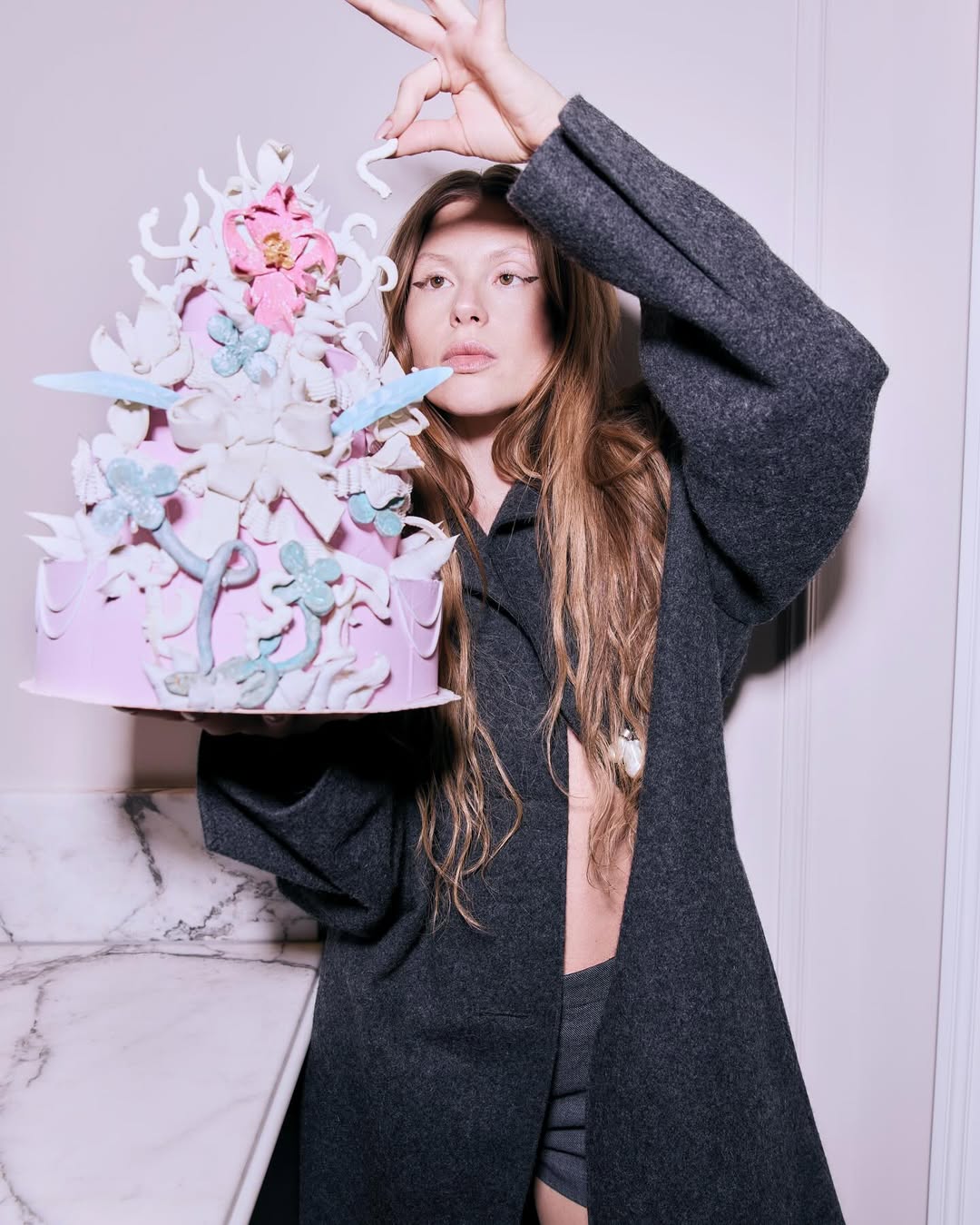 for @voguegermany #vogue #voguegermany Austrian Edition ❤️ 🇦🇹 featuring @stolzes and her cake art

thx to @patrickpendiuk 
styled by @jpheg 
hair&makeup @sabine_reiter 
production on set @juliahoferproduziert 
assistant @christoph_thanhoffer 
styling assistant  @anothermaier 
@rosewoodvienna

outfits:
bild1 kleid u stiefel @sportmax u kette @swarovski 
bild2 top @jennifermilleder rock @studiowilliamfan shoes @jimmychoo
bild3 @prada
